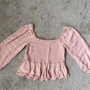 Blush Pink Women's Ruched Peplum Crop Top